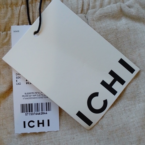 ICHI Ihdaley Tan Linen Cargo Pants Trousers 38 M - Picture 13 of 16